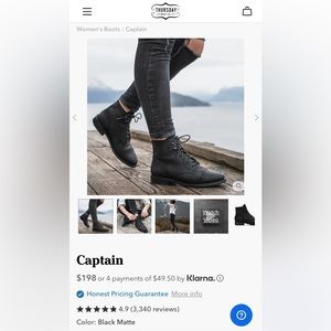 Thursday Boot Company/captain boot/black matte/size 10